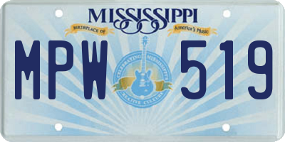 MS license plate MPW519