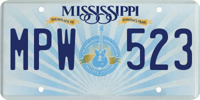 MS license plate MPW523