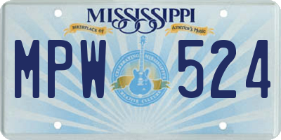 MS license plate MPW524