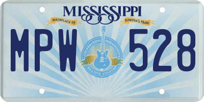 MS license plate MPW528