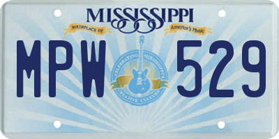 MS license plate MPW529