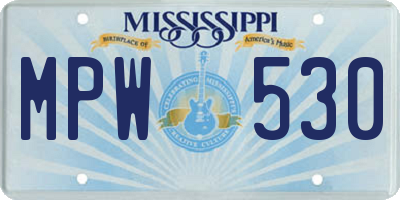 MS license plate MPW530
