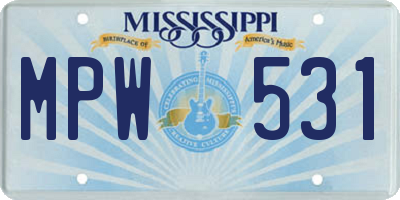 MS license plate MPW531