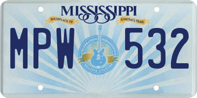 MS license plate MPW532