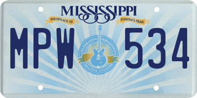 MS license plate MPW534