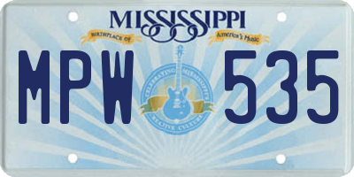 MS license plate MPW535