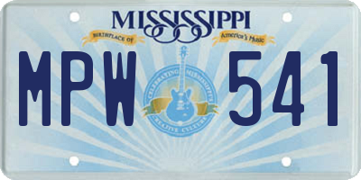 MS license plate MPW541