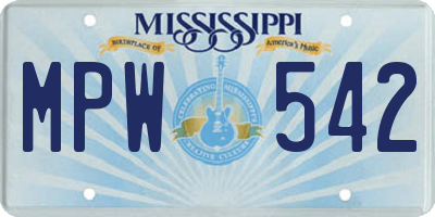 MS license plate MPW542