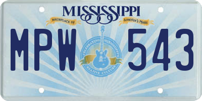 MS license plate MPW543