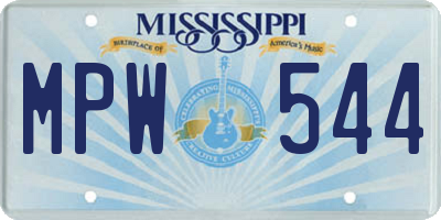 MS license plate MPW544