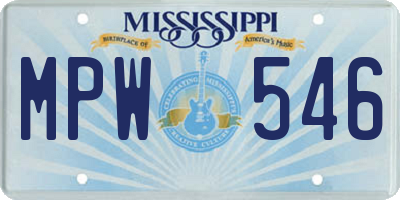 MS license plate MPW546