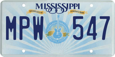 MS license plate MPW547