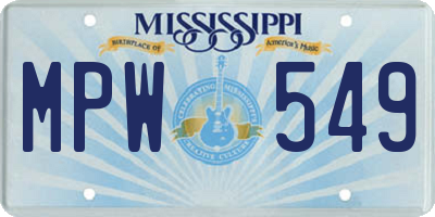 MS license plate MPW549