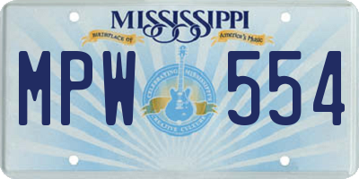 MS license plate MPW554