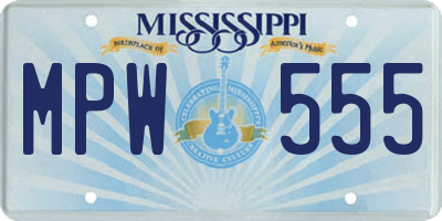 MS license plate MPW555