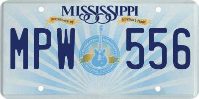 MS license plate MPW556