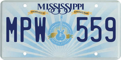 MS license plate MPW559