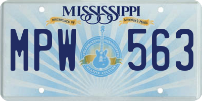 MS license plate MPW563