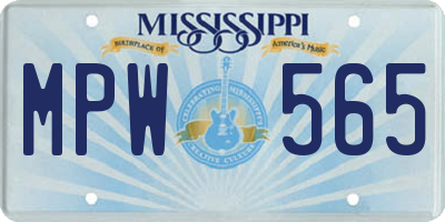 MS license plate MPW565