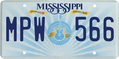 MS license plate MPW566