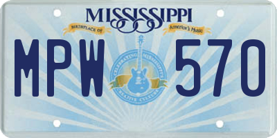MS license plate MPW570