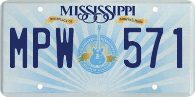 MS license plate MPW571