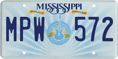 MS license plate MPW572