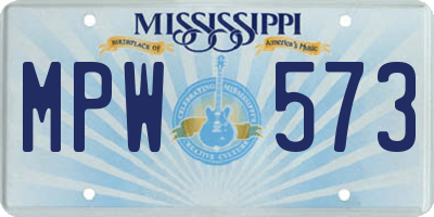 MS license plate MPW573