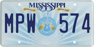 MS license plate MPW574
