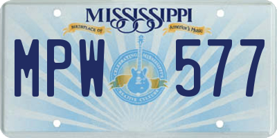 MS license plate MPW577