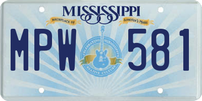 MS license plate MPW581
