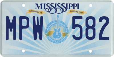 MS license plate MPW582