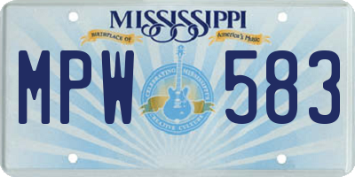 MS license plate MPW583