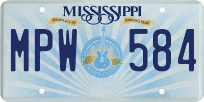 MS license plate MPW584