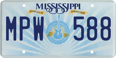 MS license plate MPW588