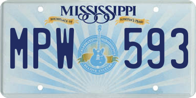 MS license plate MPW593