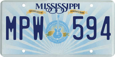 MS license plate MPW594