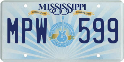 MS license plate MPW599