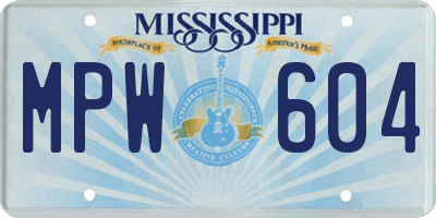 MS license plate MPW604