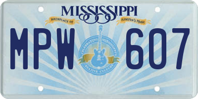 MS license plate MPW607
