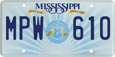 MS license plate MPW610