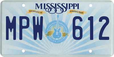 MS license plate MPW612