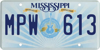 MS license plate MPW613