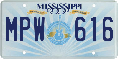 MS license plate MPW616