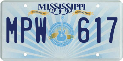 MS license plate MPW617