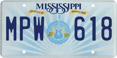 MS license plate MPW618
