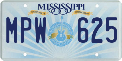 MS license plate MPW625