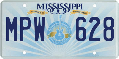 MS license plate MPW628