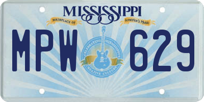 MS license plate MPW629