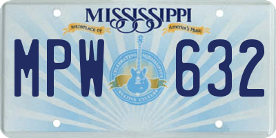 MS license plate MPW632